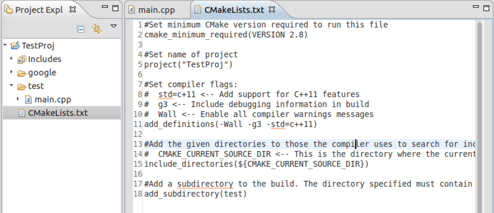 google mock with eclipse cdt and cmake